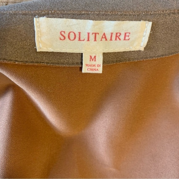 Anthropology Solitaire brown faux suede long line vest floral painted art New M - Picture 14 of 15